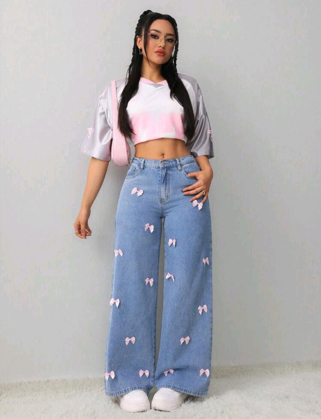 Bowknot Wide Leg Jeans