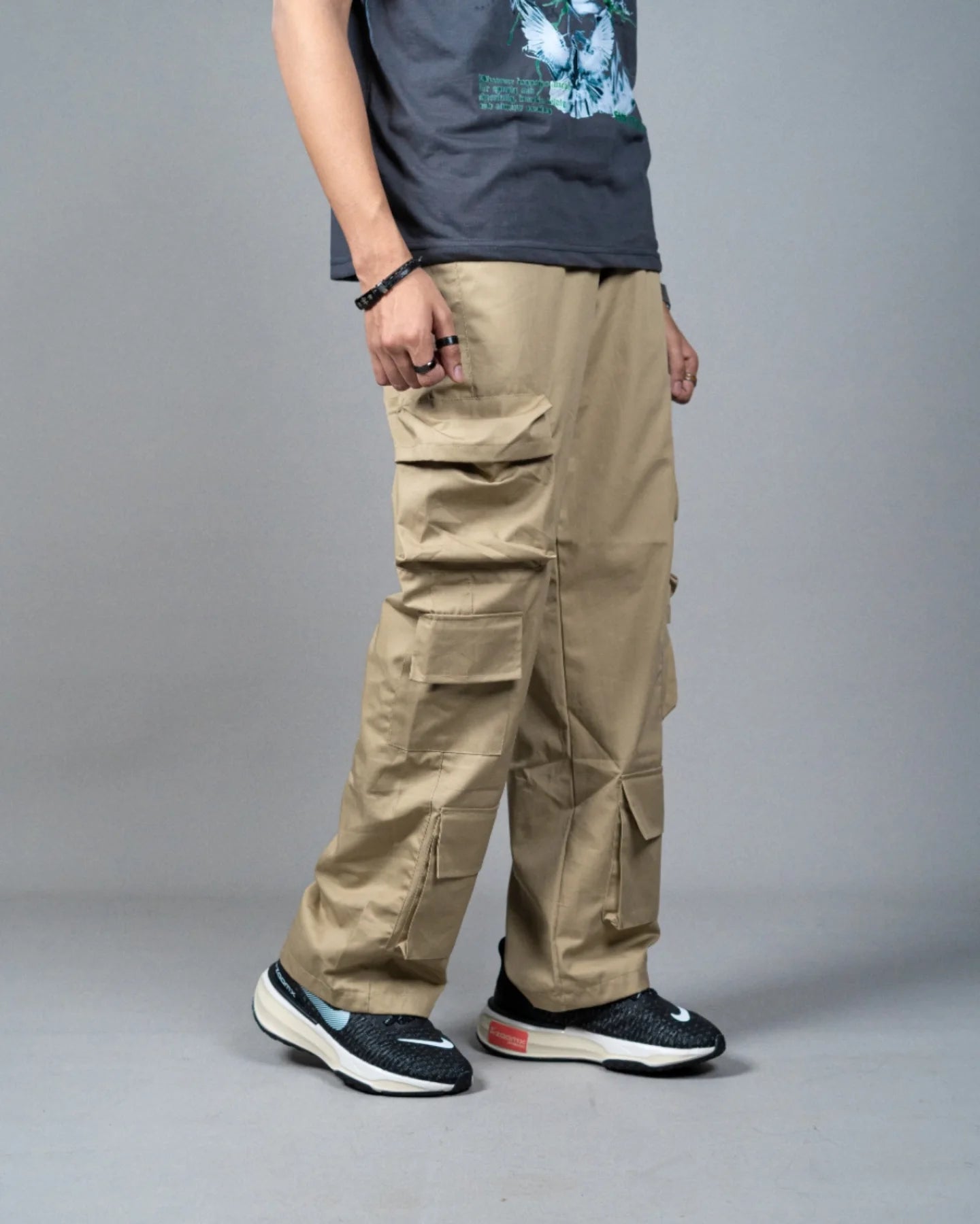 Camel Wide Multi Pocket Cargo Pant