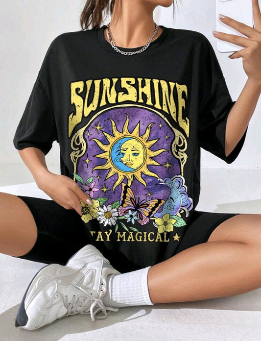 Graphic printed drop shoulder Sunshine Tee