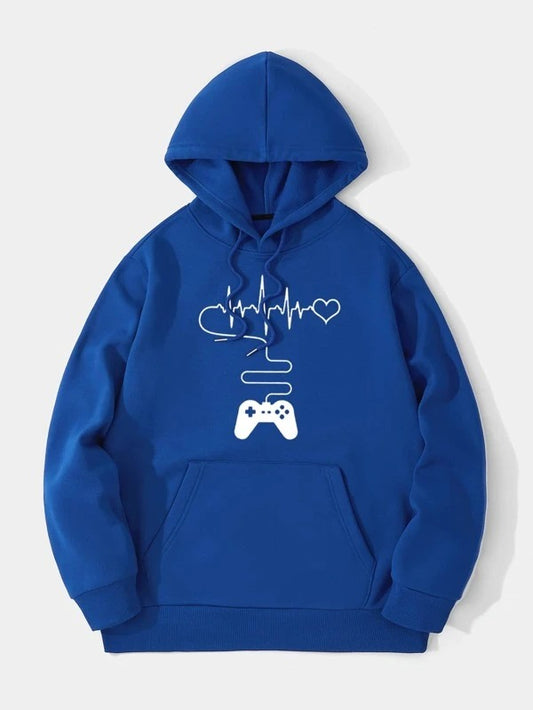 Gamepad And Heart Print Hoodie